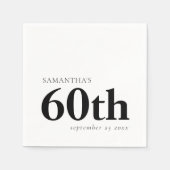 モダンカスタム黒文字60th氏名日付 スタンダードカクテルナプキン (正面)