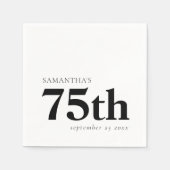 モダンカスタム黒文字75th氏名日付 スタンダードカクテルナプキン (正面)