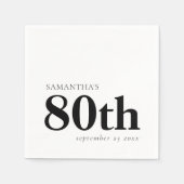 モダンカスタム黒文字80番名日付 スタンダードカクテルナプキン (正面)