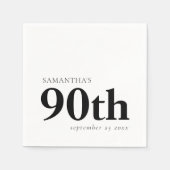 モダンカスタム黒文字90th氏名日付 スタンダードカクテルナプキン (正面)
