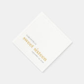 モダンカスタム黒金ゴールド文字甘い16名前日付 スタンダードカクテルナプキン (角)