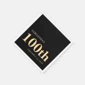 モダンカスタム黒金ゴールド100番目日付日付 スタンダードカクテルナプキン (角)