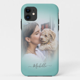 モダンカスタム1枚のフォトティール(緑がかった色)グラデーションiPhone Cas iPhone 11 ケース