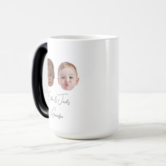 モダンカスタム2つのベビー顔ギフト孫 モーフィングマグカップ (正面左)