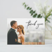 モダンカスタム2の結婚写真のシンプル サンキューカード (スタンド正面)
