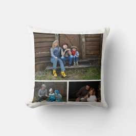 モダンカスタム3家族の写真コラージュ クッション