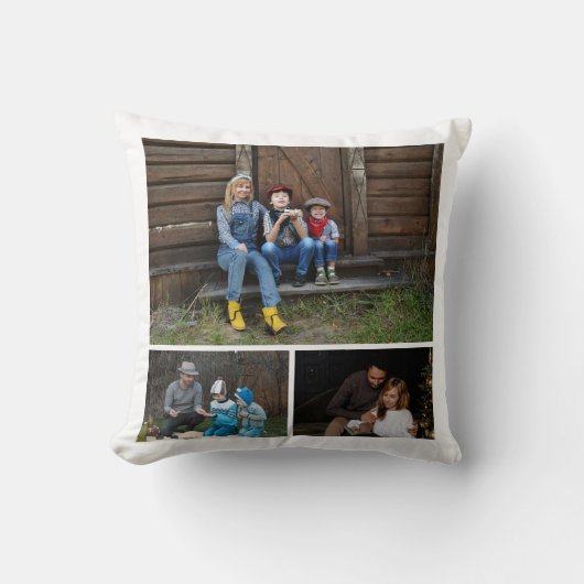 モダンカスタム3家族の写真コラージュ クッション (正面)