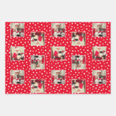 モダンカスタム4フォトペットドッグホリデーレッド ラッピングペーパーシート (正面3)