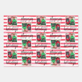 モダンカスタム4フォトペットドッグホリデーレッド ラッピングペーパーシート (正面2)