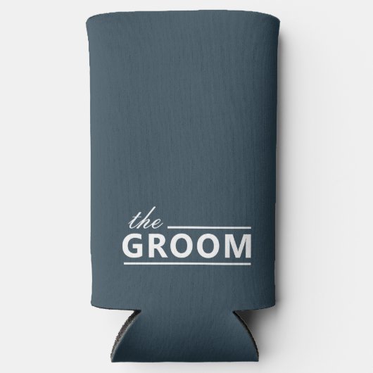 モダンカスタム グルーム ダスキーグリーン ホワイトテキスト スリム缶クーラー (正面)