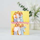 モダンカスタム 2枚写真テンプレート ハッピーバースデー ポストカード (スタンド正面)