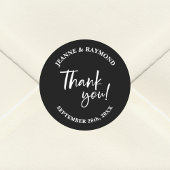 モダンカスタムBlack Thank Youスクリプト結婚式の引き出物 ラウンドシール
