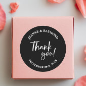 モダンカスタムBlack Thank Youスクリプト結婚式の引き出物 ラウンドシール