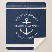 モダンカスタムBoat Name Welcome Aboard 航海の シェルパブランケット (正面)