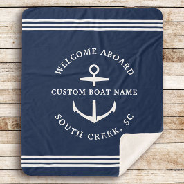 モダンカスタムBoat Name Welcome Aboard 航海の シェルパブランケット