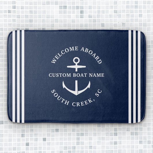 モダンカスタムBoat Name Welcome Aboard 航海の バスマット