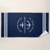 モダンカスタムBoat Name Welcome Aboard 航海の ビーチタオル (正面)