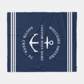 モダンカスタムBoat Name Welcome Aboard 航海の フリースブランケット (正面(横))