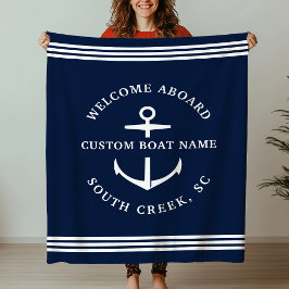 モダンカスタムBoat Name Welcome Aboard 航海の フリースブランケット
