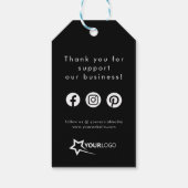 モダンカスタムBusiness Logoブラッククリスマス ギフトタグ (裏面)