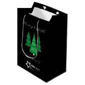モダンカスタムBusiness Logoブラッククリスマス ミディアムペーパーバッグ (正面アングル)