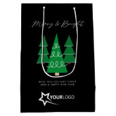 モダンカスタムBusiness Logoブラッククリスマス ミディアムペーパーバッグ (裏面)
