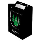 モダンカスタムBusiness Logoブラッククリスマス ミディアムペーパーバッグ (裏面アングル)