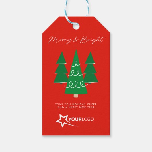 モダンカスタムBusiness Logo赤クリスマス ギフトタグ (正面)