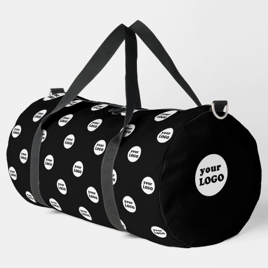モダンカスタムBusiness Logo Pattern Black ダッフルバッグ (左コーナー)