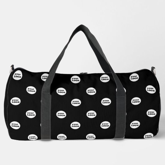 モダンカスタムBusiness Logo Pattern Black ダッフルバッグ (正面)
