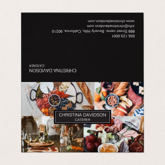 モダンカスタムCaterer写真折り 名刺 (外部フラット)