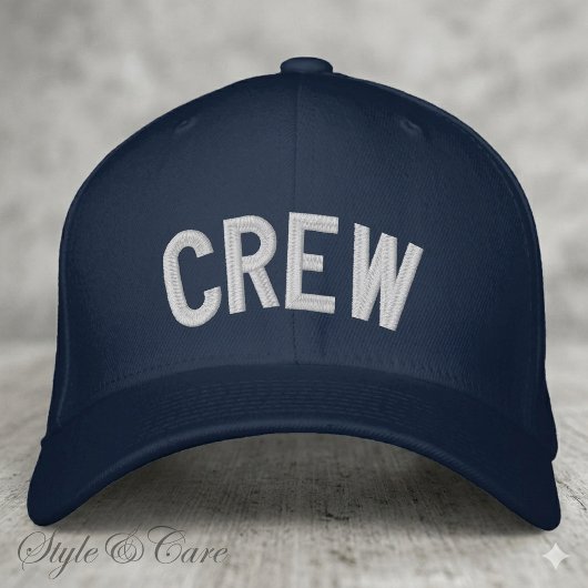 モダンカスタムCREWテキスト 刺繍入りキャップ