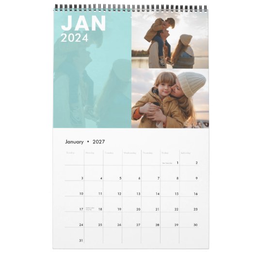 モダンカスタムFamily Photo Calendarの色 カレンダー (1月 2027)