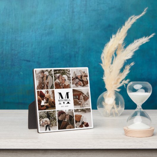 モダンカスタムFamily Photo Collage | モノグラムギフト フォトプラーク (インサイチュ)