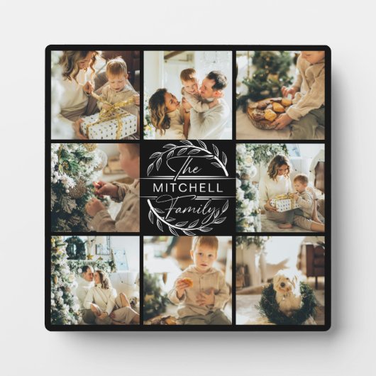 モダンカスタムFamily Photo Collage | モノグラムギフト フォトプラーク (正面)