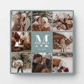 モダンカスタムFamily Photo Collage | モノグラムセージ フォトプラーク (正面)