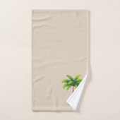 モダンカスタムGreen Palm Tree & Script on Beige バスタオルセット (ハンドタオル)