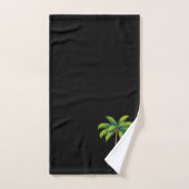 モダンカスタムGreen Palm Tree & Script on Black バスタオルセット (ハンドタオル)