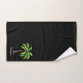 モダンカスタムGreen Palm Tree & Script on Black バスタオルセット (ハンドタオル)