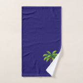 モダンカスタムGreen Palm Tree & Script on Blue バスタオルセット (ハンドタオル)