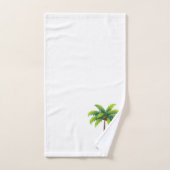 モダンカスタムGreen Palm Tree & Script on White バスタオルセット (ハンドタオル)