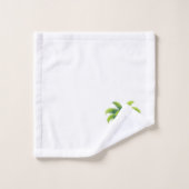 モダンカスタムGreen Palm Tree & Script on White バスタオルセット (ウォッシュタオル)