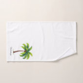 モダンカスタムGreen Palm Tree & Script on White バスタオルセット (ハンドタオル)