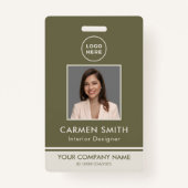 モダンカスタムLuxury Olive Green with logo Badge バッジ (正面)