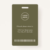 モダンカスタムLuxury Olive Green with logo Badge バッジ (裏面)