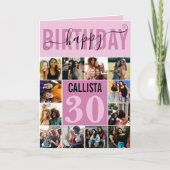 モダンカスタムMauve Purple 12フォト誕生日 カード (正面)