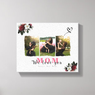 モダンカスタムMonogram Photo Collage Mother Family キャンバスプリント