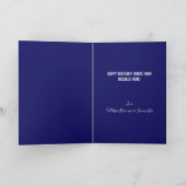 モダンカスタムNavy Blue 12フォト誕生日 カード (内部)