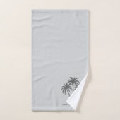 モダンカスタムPalm Trees & Script on Gray バスタオルセット (ハンドタオル)