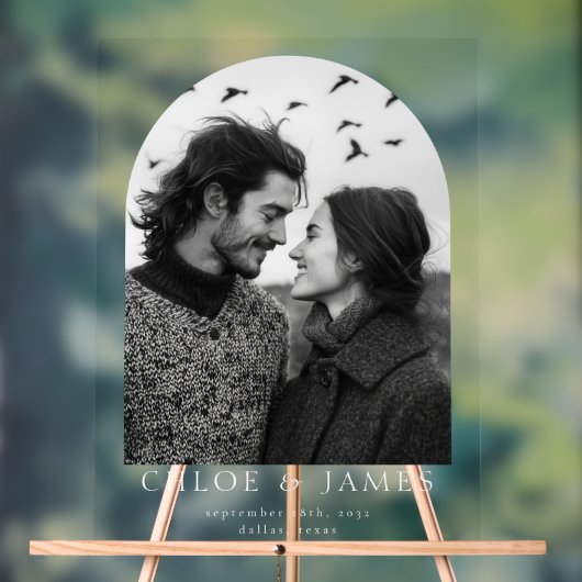 モダンカスタムPhoto Arch結婚's Welcome アクリルサイン (ニュートラル)